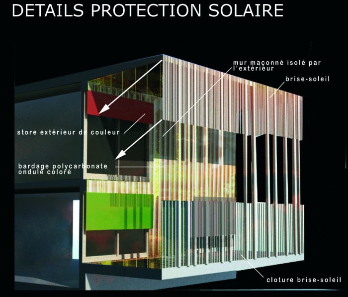 Collge  Labarthe sur Leze (31) : dtail protection solaire